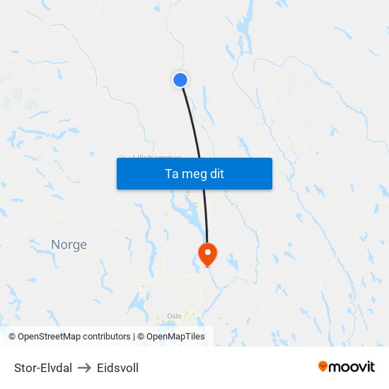 Stor-Elvdal to Eidsvoll map