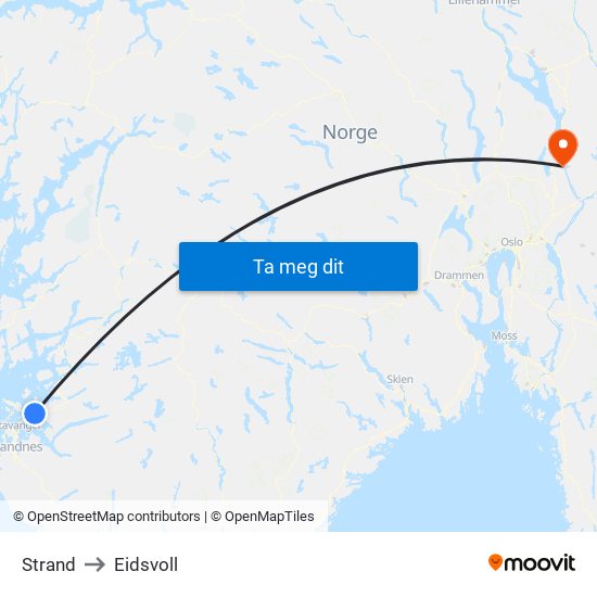 Strand to Eidsvoll map