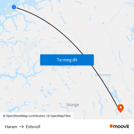 Haram to Eidsvoll map