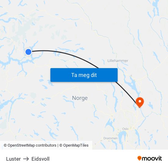 Luster to Eidsvoll map