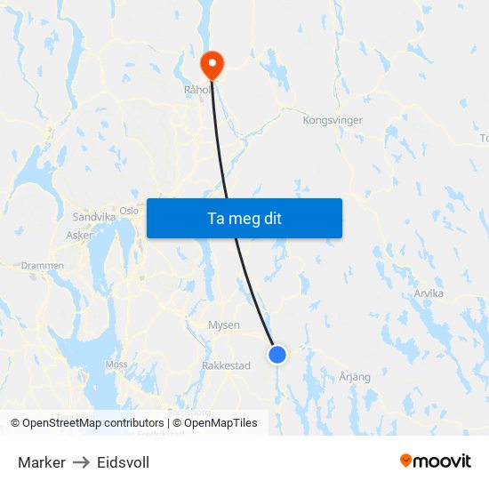 Marker to Eidsvoll map