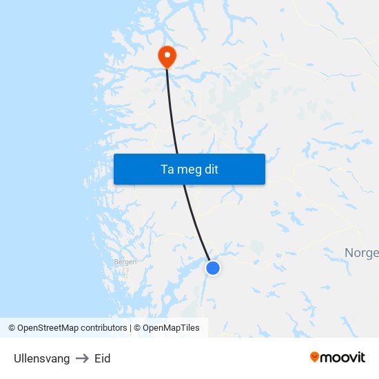 Ullensvang to Eid map