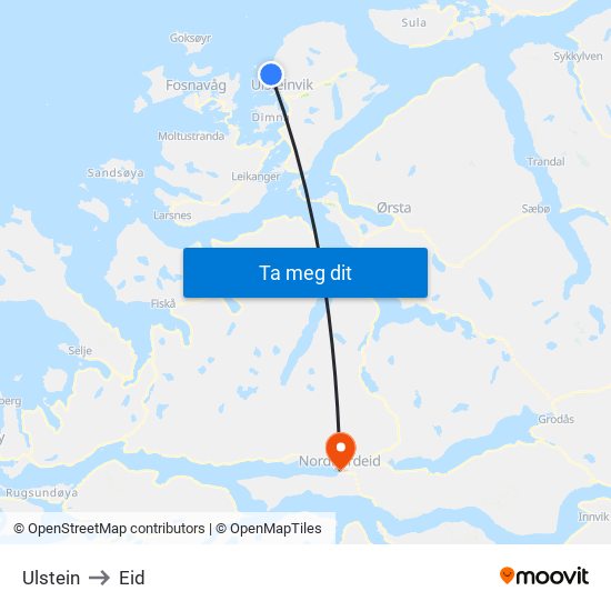 Ulstein to Eid map