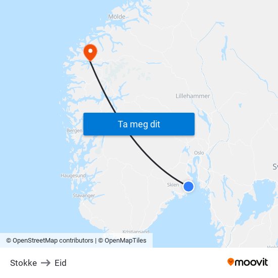 Stokke to Eid map