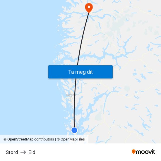 Stord to Eid map