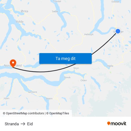 Stranda to Eid map