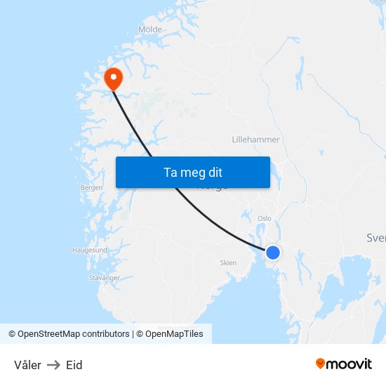 Våler to Eid map