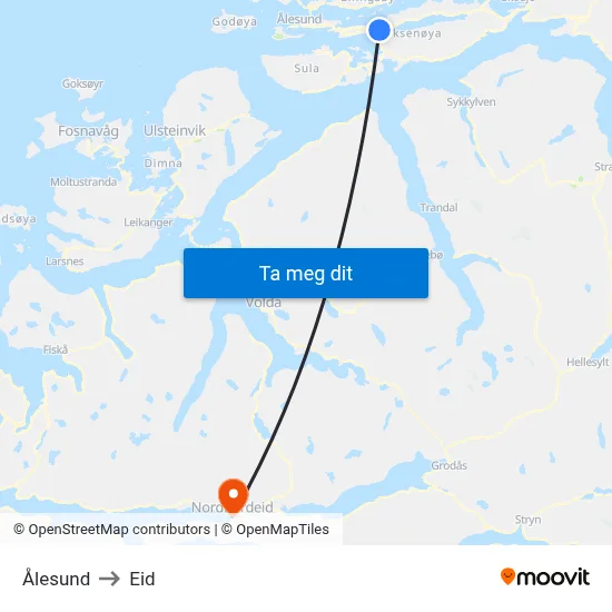 Ålesund to Eid map