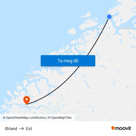 Ørland to Eid map