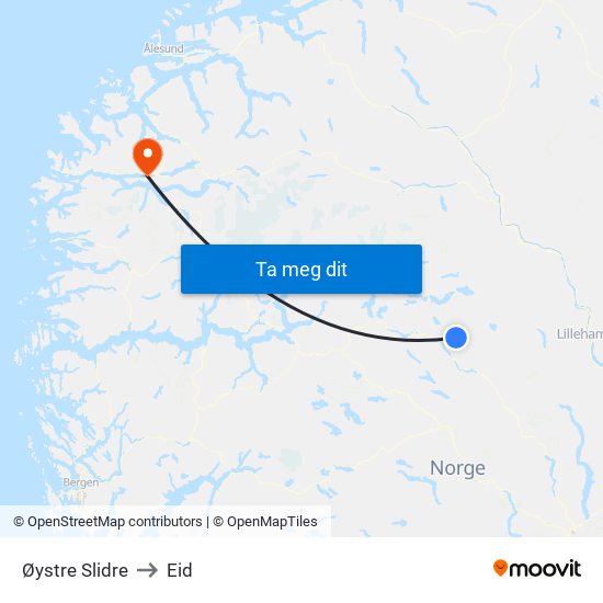 Øystre Slidre to Eid map