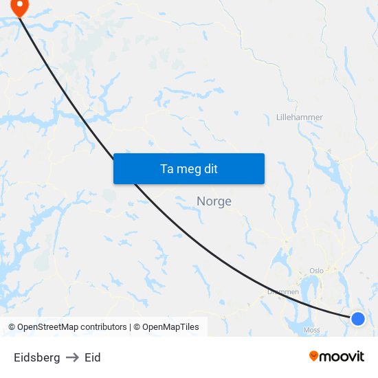 Eidsberg to Eid map