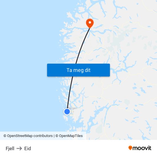Fjell to Eid map