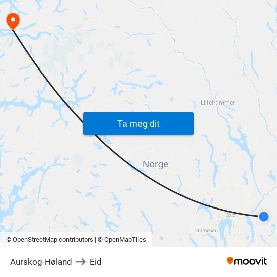 Aurskog-Høland to Eid map