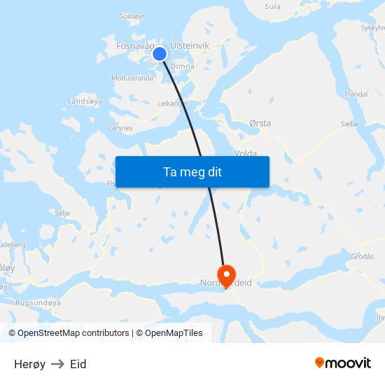 Herøy to Eid map