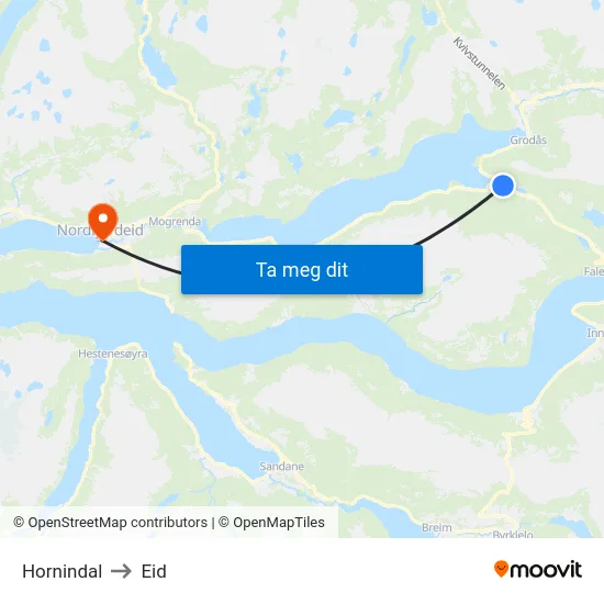 Hornindal to Eid map