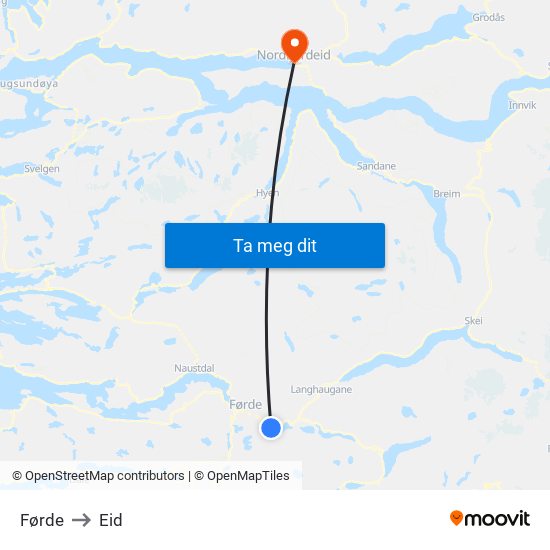 Førde to Eid map