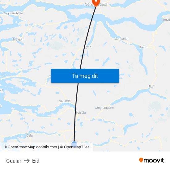 Gaular to Eid map