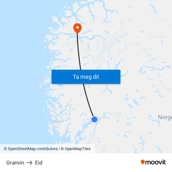 Granvin to Eid map