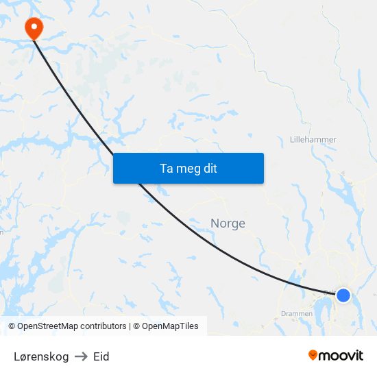 Lørenskog to Eid map