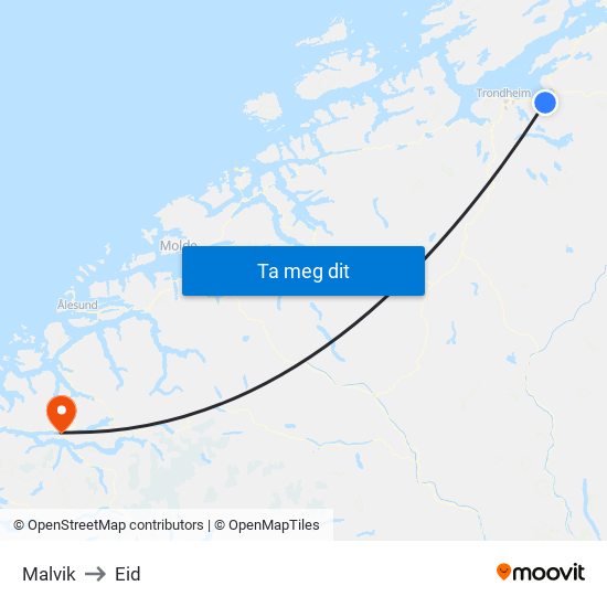 Malvik to Eid map