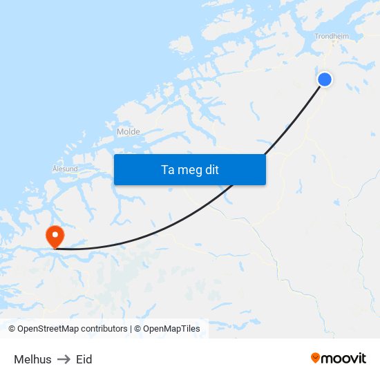 Melhus to Eid map