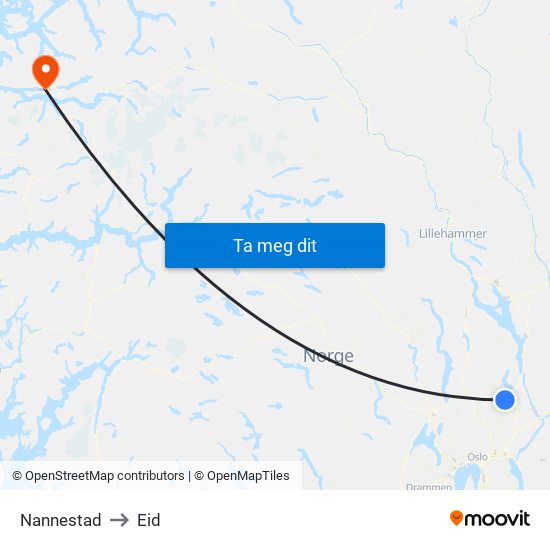 Nannestad to Eid map