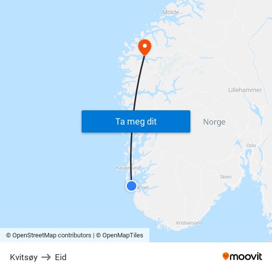 Kvitsøy to Eid map