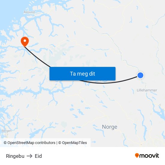 Ringebu to Eid map