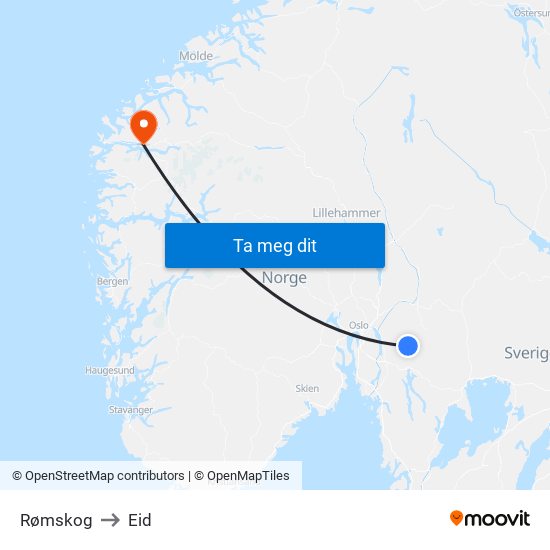 Rømskog to Eid map