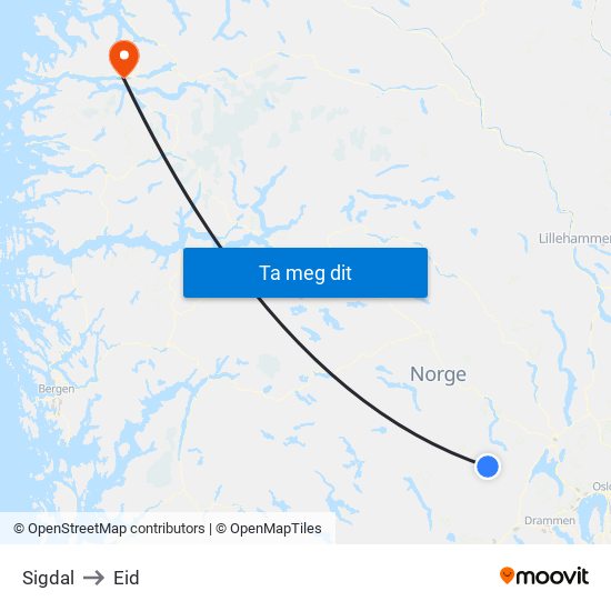 Sigdal to Eid map