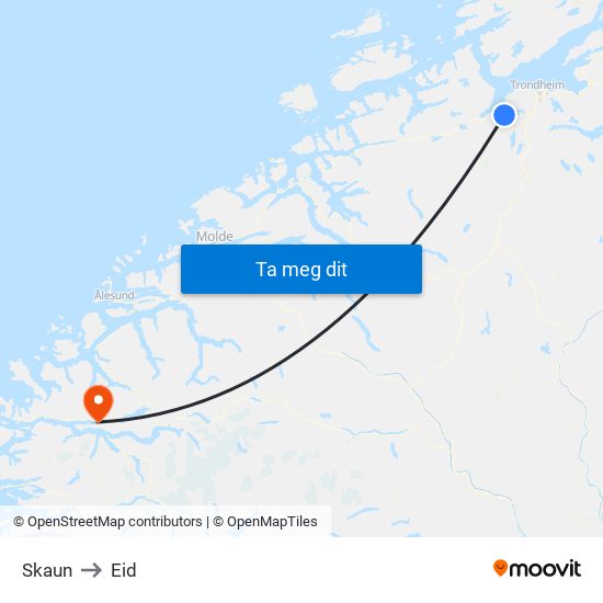 Skaun to Eid map