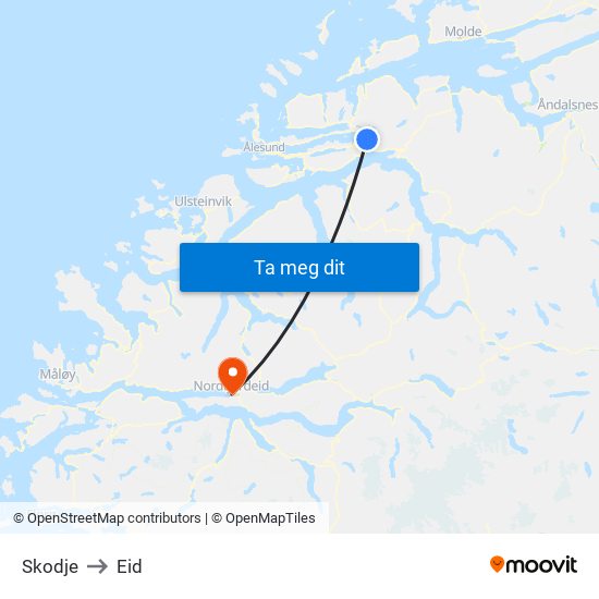 Skodje to Eid map