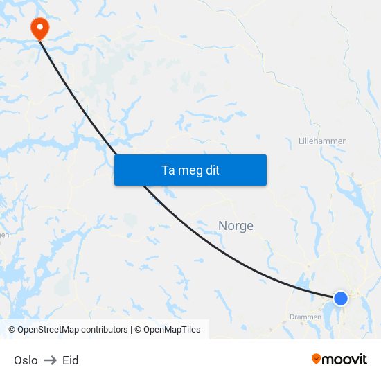 Oslo to Eid map