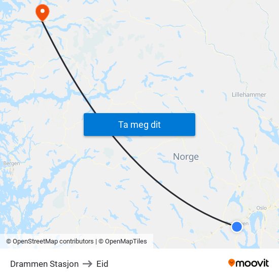 Drammen Stasjon to Eid map