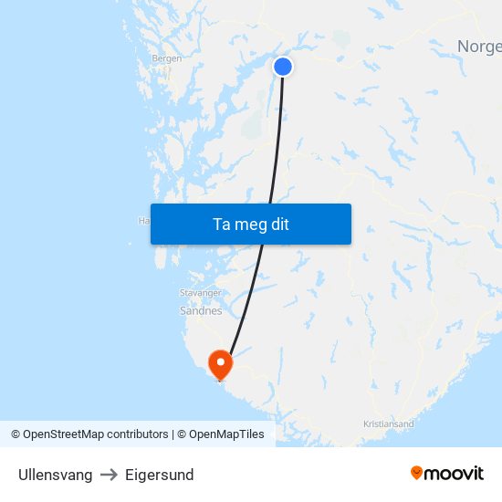 Ullensvang to Eigersund map