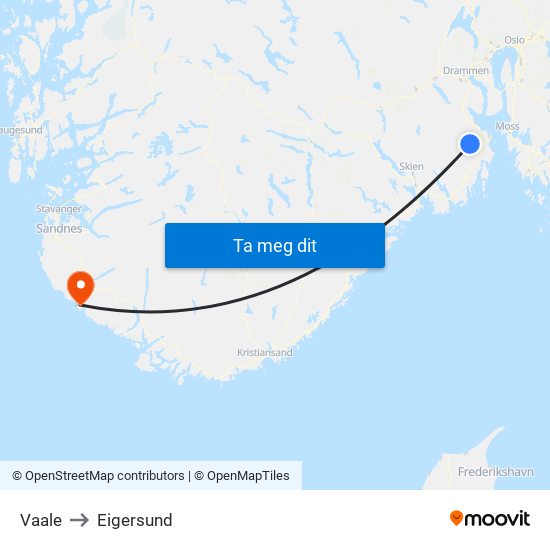 Vaale to Eigersund map
