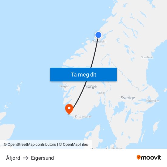 Åfjord to Eigersund map