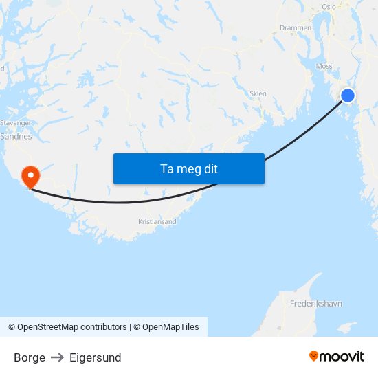 Borge to Eigersund map