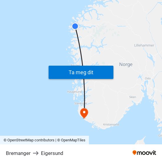 Bremanger to Eigersund map