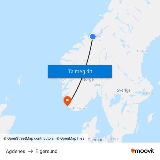 Agdenes to Eigersund map