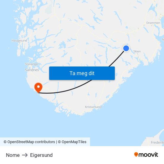 Nome to Eigersund map