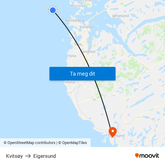 Kvitsøy to Eigersund map