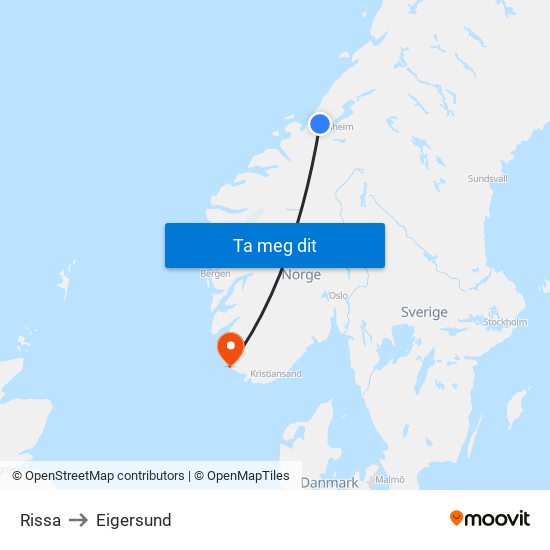 Rissa to Eigersund map