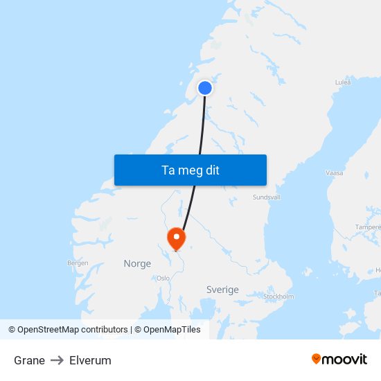 Grane to Elverum map