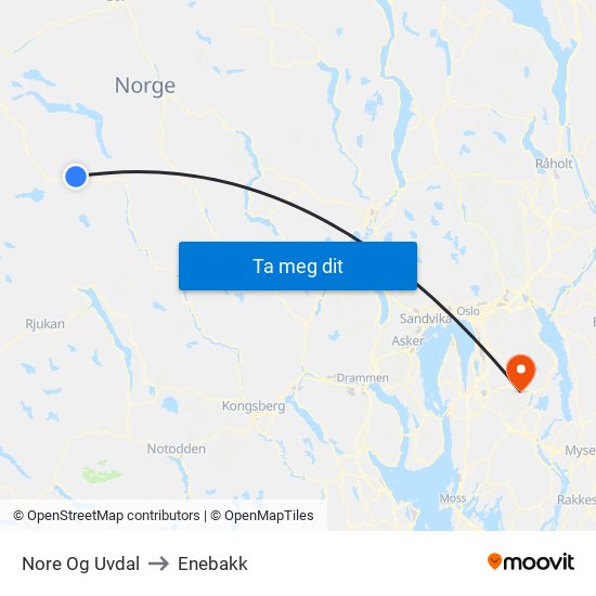 Nore Og Uvdal to Enebakk map