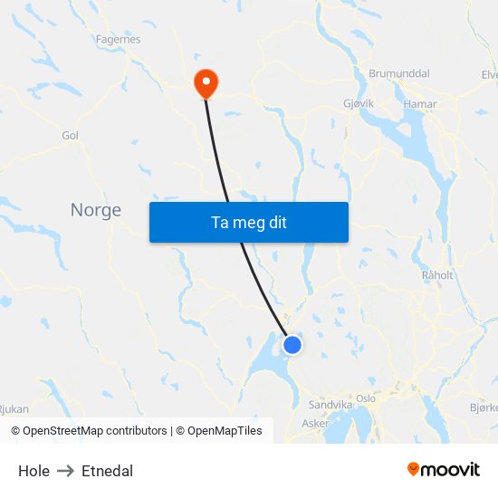 Hole to Etnedal map