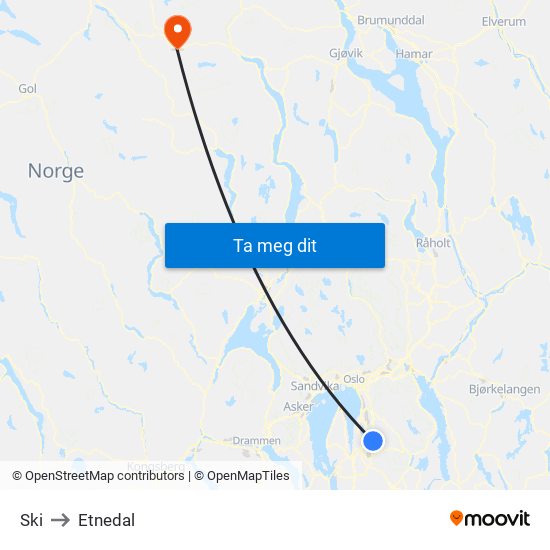 Ski to Etnedal map