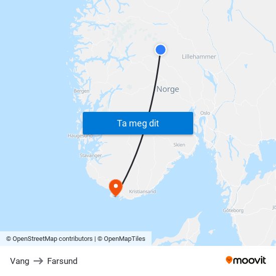 Vang to Farsund map