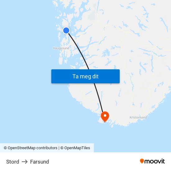 Stord to Farsund map