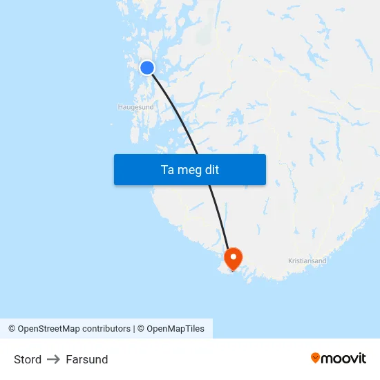 Stord to Farsund map